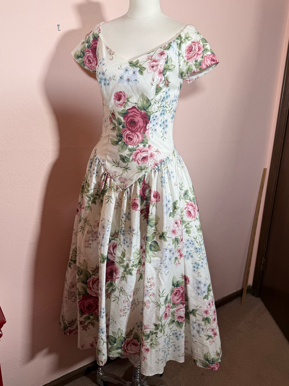 Vintage Loralie original rose floral full skirt Victorian tea dress medium - Picture 16 of 16